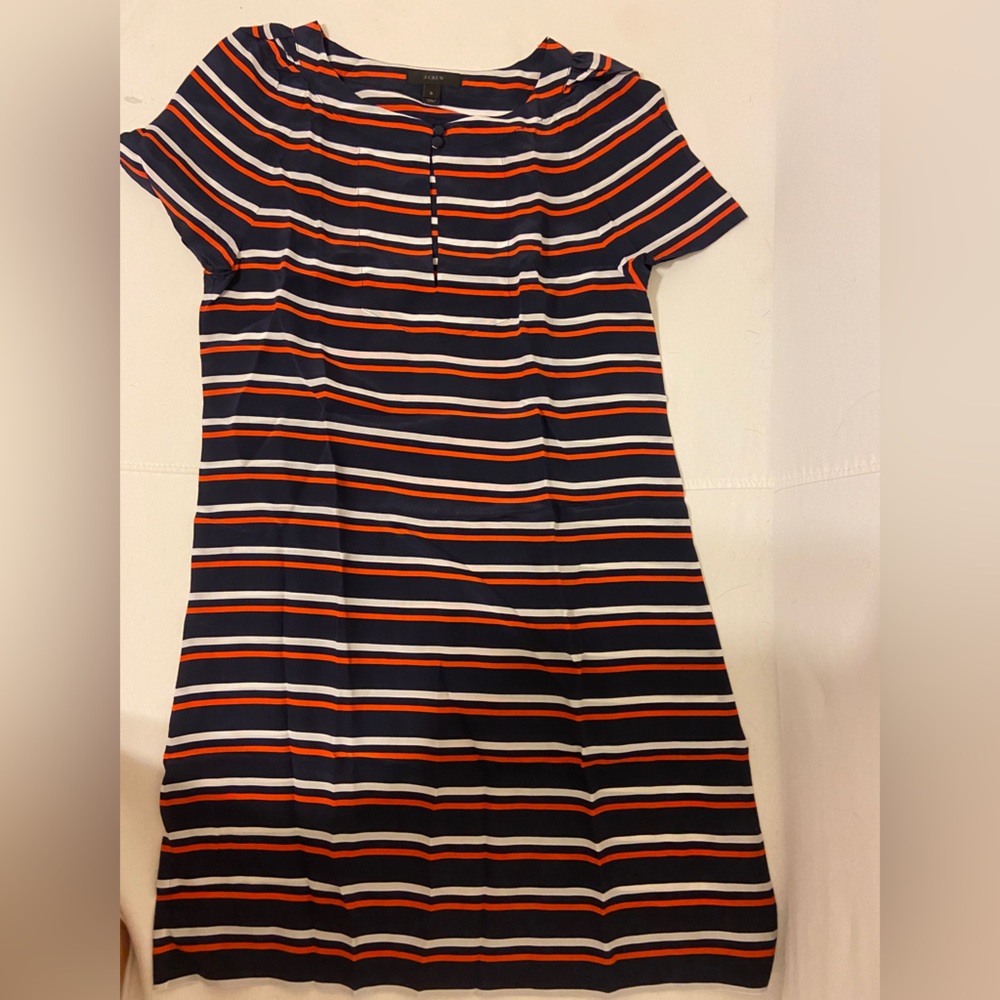 J.Crew Navy Striped Shift Dress